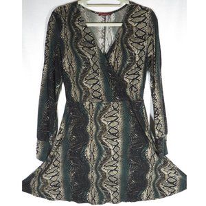 Women's Size Large, Silvergate Snake Print Skater Dress, EUC